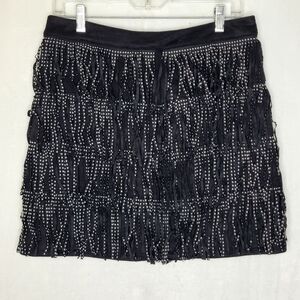 Pink Lily Elegant Black Beaded Skirt Size Large